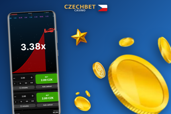 Herní obrazovka Aviator v Czechbet Casino online s multiplikátorem a panelem sázek