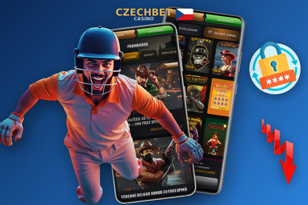 iPhone s otevřenou iOS aplikací Czechbet Casino zobrazující kasino a sportovní sekce